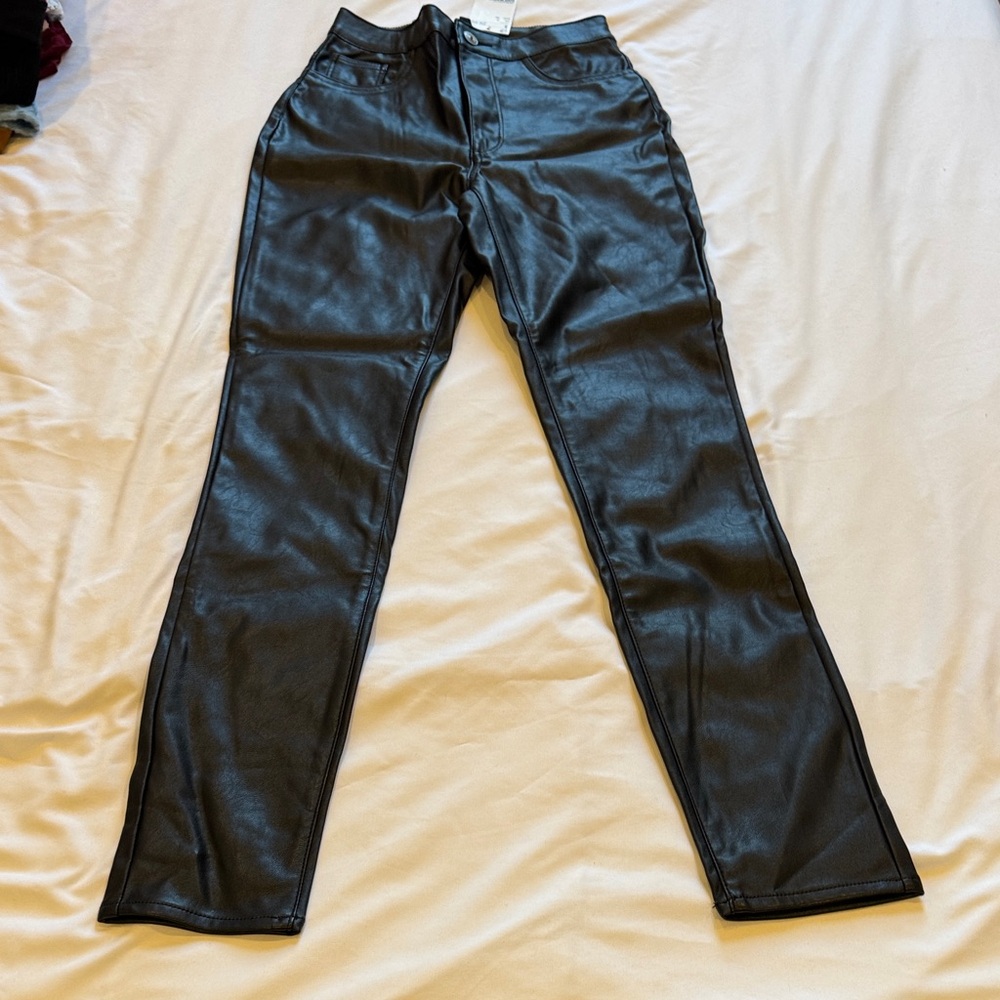 H&M Charcoal Faux Leather Trousers